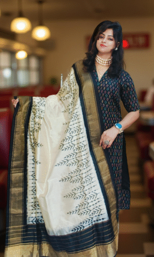 IKKAT POCHAMPALLY ON PURE SILK DUPATTA
